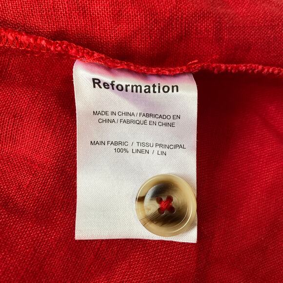 Reformation Mar Linen Dress Cherry - Picture 8 of 11